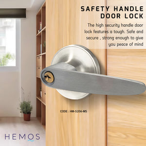 HEMOS 60-70MM TUBULAR LEVEL DOOR LOCK KUNCI TOMBOL PINTU RUMAH SILVER BLACK HM-5206-MS,MB