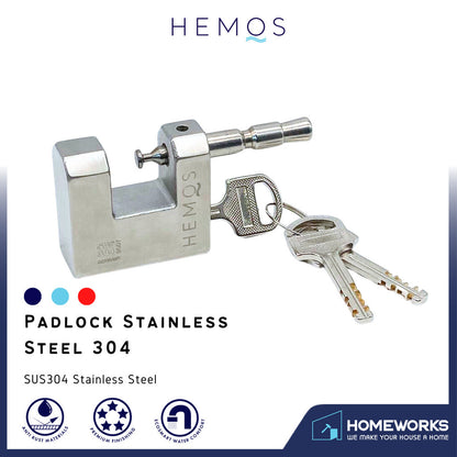 HEMOS 50MM SUS 304 STEEL HOUSE SECURITY SAFETY ANTI-CUT ANTI-SAW PADLOCK KUNCI MANGGA HML-503-501