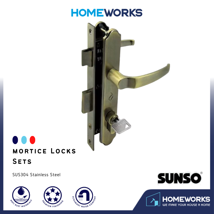 HEAVY DUTY 38-50MM STAINLESS STEEL MORTICE LOCK SET S6522AB