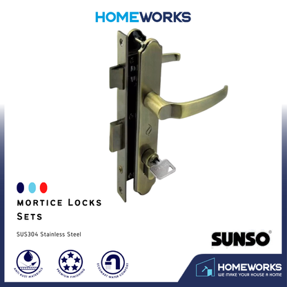 HEAVY DUTY 38-50MM STAINLESS STEEL MORTICE LOCK SET S6522AB