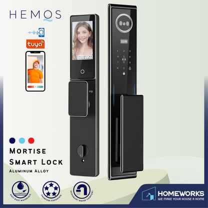 HEMOS 6 IN 1 TUYA SMART DOOR LOCK FULLY AUTOMATIC HD SECURITY CAMERA WITH INTERCOM FUNCTION HM-D2