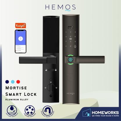 HEMOS 5 IN 1 TUYA SMART DIGITAL DOOR LOCK WITH DOORBELL FOR HOME FINGERPRINT PASSWORD CARD HM-D3