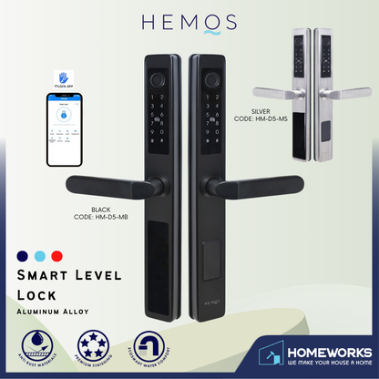 HEMOS 5 IN 1 TTLOCK SMART DOOR LOCK DOUBLE SIDED SYSTEM DIGITAL LOCK FOR GRILL DOOR WATERPROOF HM-D5