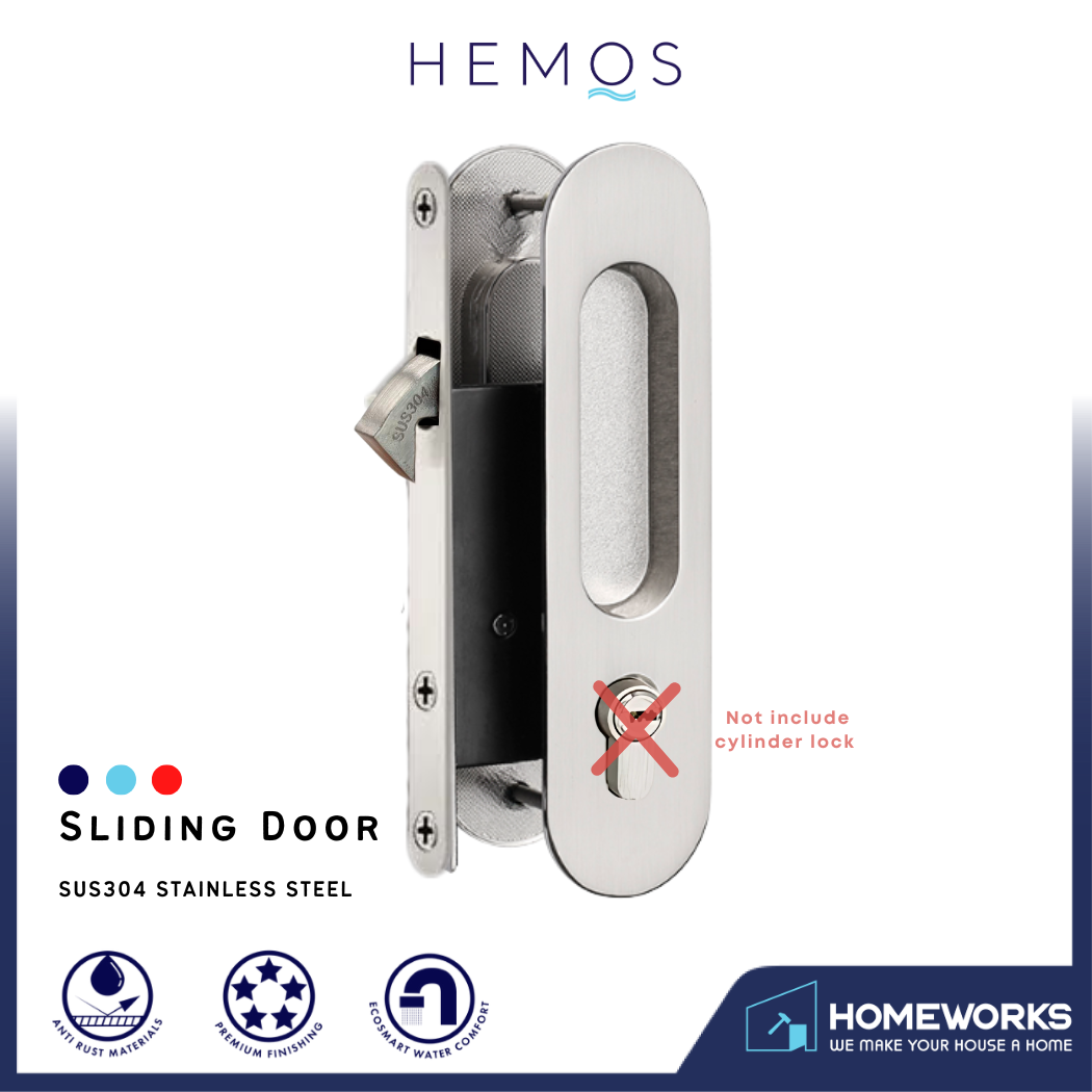 HEMOS 38-50MM SLIDING DOOR MORTICE LOCK SETS WITH CONCEALED HANDLE FOR ALUMINUM & WOOD DOOR HM-5930