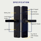 HEMOS 5 IN 1 TTLOCK SMART DOOR LOCK APP REMOTE UNLOCK FINGERPRINT PASSWORD CARD WITH DOORBELL HM-D4
