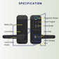 HEMOS 5 IN 1 TTLOCK SMART DOOR LOCK APP REMOTE UNLOCK FINGERPRINT PASSWORD CARD ANTI-THEFT HM-D7