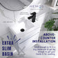 HEMOS BATHROOM CERAMIC WASH BASIN TABLE TOP ART BASIN SQUARE VESSEL SINK WHITE PORCELAIN HM-604-W
