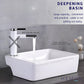 HEMOS BATHROOM CERAMIC WASH BASIN TABLE TOP ART BASIN SQUARE VESSEL SINK WHITE PORCELAIN HM-604-W