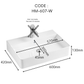 HEMOS BATHROOM CERAMIC WASH BASIN TABLE TOP ART BASIN SQUARE VESSEL SINK WHITE PORCELAIN HM-604-W