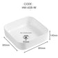 HEMOS BATHROOM CERAMIC WASH BASIN TABLE TOP ART BASIN SQUARE VESSEL SINK WHITE PORCELAIN HM-604-W