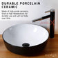 HEMOS BATHROOM CERAMIC WASH COUNTERTOP ART BASIN ROUND VESSEL PORCELAIN HM-645-BW