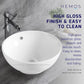 HEMOS BATHROOM CERAMIC COUNTERTOP MODERN ART WASH BASIN ROUND VESSEL WHITE PORCELAIN HM-601-W