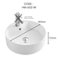 HEMOS BATHROOM CERAMIC COUNTERTOP MODERN ART WASH BASIN ROUND VESSEL WHITE PORCELAIN HM-601-W
