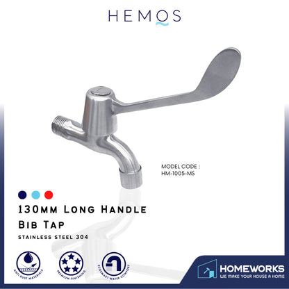 HEMOS FAUCET SUS 304 HYGIENE MEDICAL HEALTH LONG HANDLE WATER TAP WALL MOUTED BIB TAP HM-1005