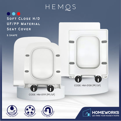 HEMOS HEAVY DUTY S SHAPE PP/UF SOFT CLOSING SEAT COVER ADJUSTABLE HINGES PENUTUP TANDAS DUDUK