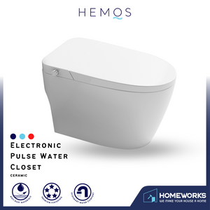 HEMOS BATHROOM CERAMIC ELECTRONIC PULSE WATER CLOSET WITH WATER SAVING JAMBAN BILIK AIR HM-786-250-W