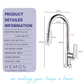 HEMOS KITCHEN FAUCET BRASS PULL OUT MIXER PILLAR SINK TAP CHROME KEPALA PAIP DAPUR HM-19105-C