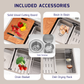 HEMOSX SUS304 STEEL + VOLCANIC TEXTURE FINISH 3.0MM THICKNESS EMBOSSED WORKSTATION KITCHEN SINK SINGLE BOWL SILVER BLACK
