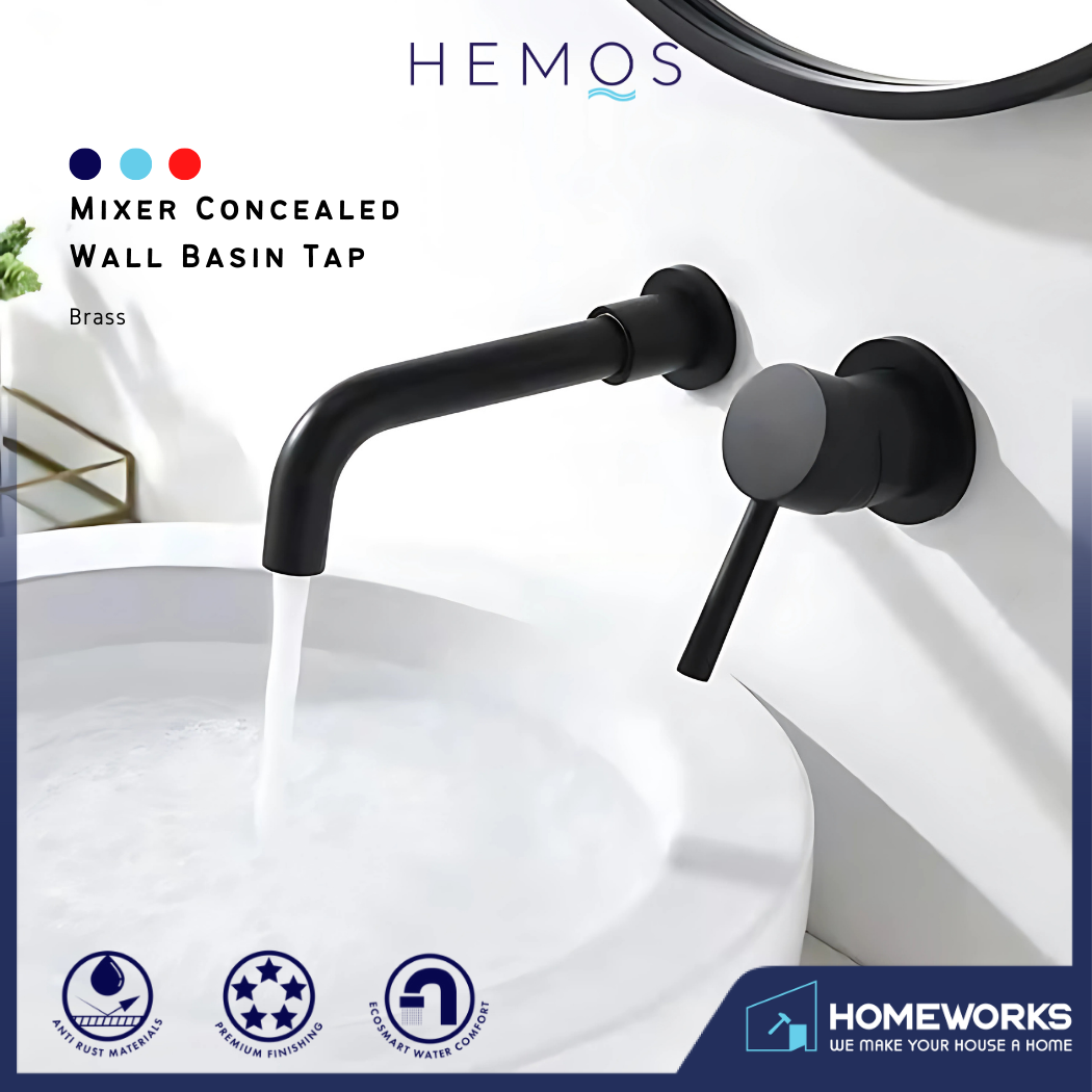 HEMOS BRASS MIXER CONCEALED WALL BASIN TAP HM-19009 (MATT BLACK)