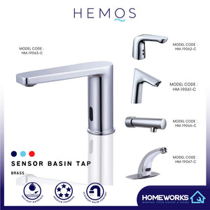 HEMOS BATHROOM FAUCET AUTOMATIC TOUCHLESS SENSOR COLD WATER BASIN TAP CHROME HM-19061-C