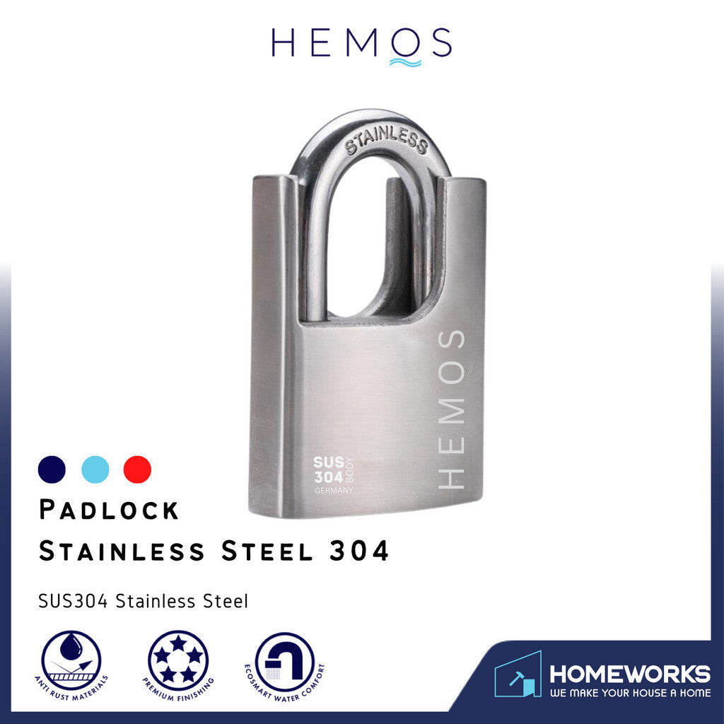 HEMOS 50MM SUS 304 HOUSE MOTOR SECURITY SAFETY ANTI-CUT ANTI-SAW PADLOCK KUNCI MANGGA HML-504-501
