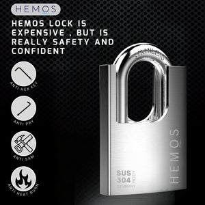 HEMOS 50MM SUS 304 HOUSE MOTOR SECURITY SAFETY ANTI-CUT ANTI-SAW PADLOCK KUNCI MANGGA HML-504-501