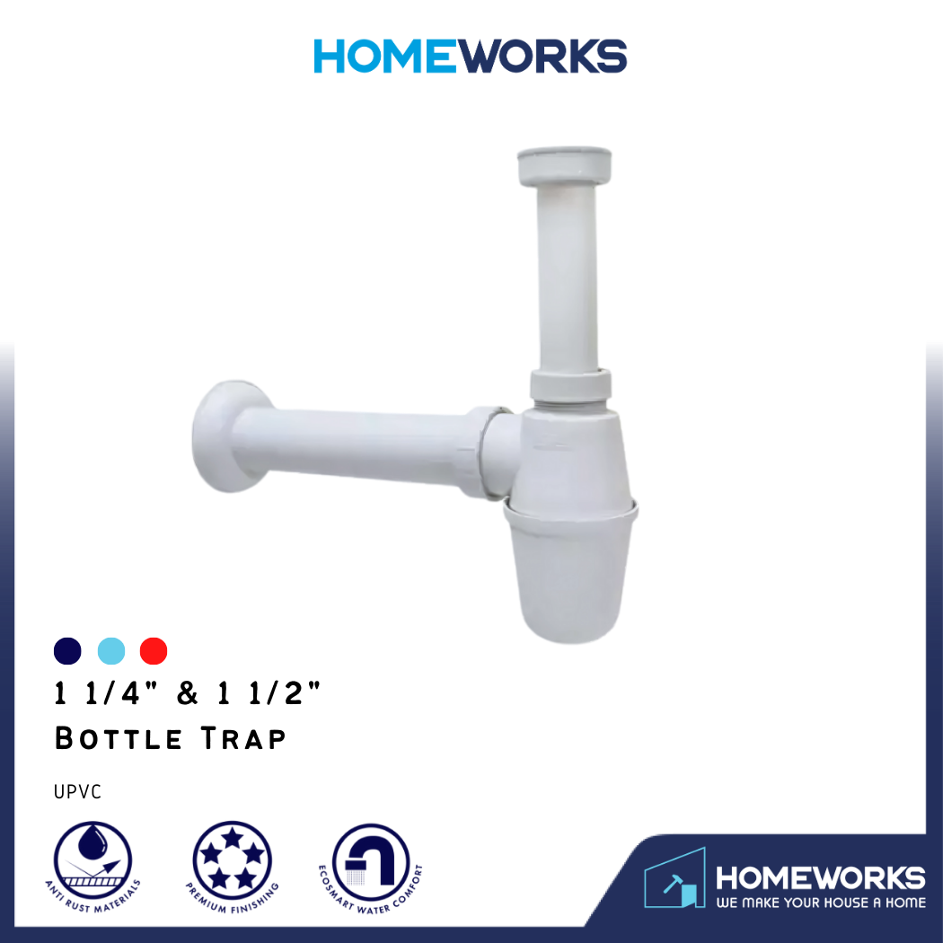 1 1/4'' & 1 1/2'' UPVC OUTLET BATHROOM BASIN & KITCHEN SINK BOTTLE TRAP WHITE PAIP SINKI
