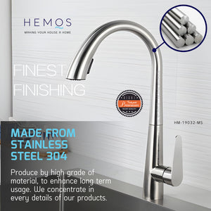HEMOS KITCHEN FAUCET 304 STEEL PULL OUT MIXER PILLAR SINK TAP KEPALA PAIP AIR DAPUR HM-19032
