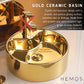 HEMOS BATHROOM CERAMIC WASH BASIN TABLE TOP GOLD ART BASIN VESSEL SINK  PORCELAIN HM-621