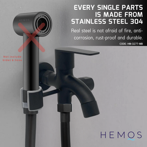 HEMOS BATHROOM FAUCET 304 STAINLESS STEEL 2 IN 1 TWO WAY TAP WITH BIDET HOLDER KEPALA PAIP TANDAS HM-3277-MS,MB,MG