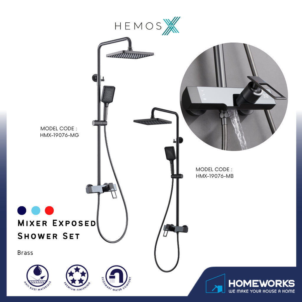 HEMOS X BATHROOM FAUCET 3 MODE BRASS MIXER RAIN SHOWER SETS SET MANDIAN HMX-19076-MB,MG