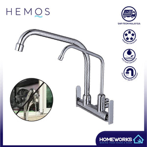 HEMOS KITCHEN FAUCET TWINS BRASS WALL FILTER SINK TAP HM-312