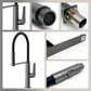 HEMOS KITCHEN FAUCET FLEXIBLE BLACK NYLON HOSE MIXER WITH HOLDER KEPALA PAIP DAPUR HM-19058FH-C