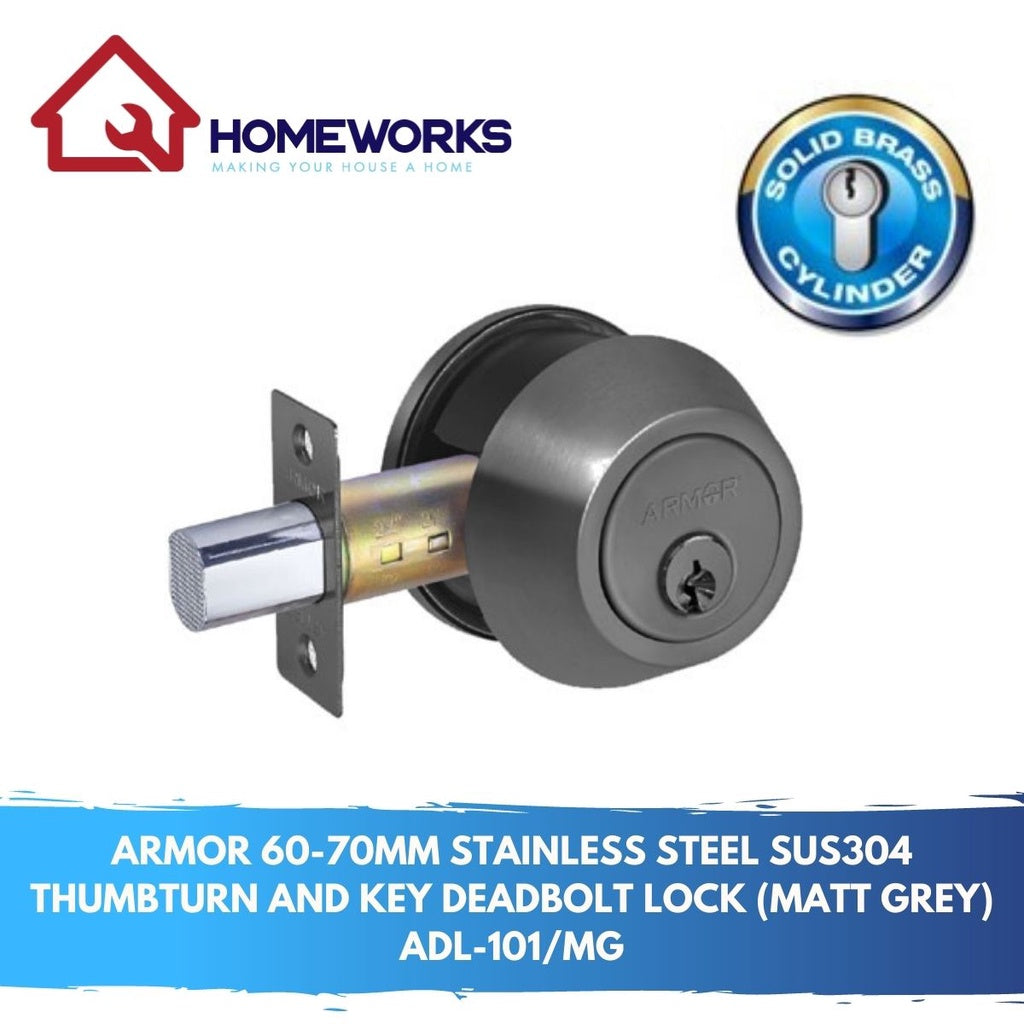 60-70MM 304 S/STEEL THUMBTURN AND KEY DEADBOLT DOOR LOCK ADL-101