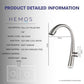 HEMOS KITCHEN FAUCET 304 STEEL PULL OUT MIXER HOT COLD PILLAR SINK TAP KEPALA PILI PAIP HM-19033-MS