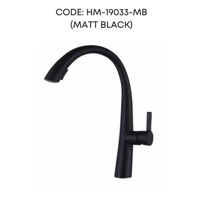 HEMOS KITCHEN FAUCET 304 STEEL PULL OUT MIXER HOT COLD PILLAR SINK TAP KEPALA PILI PAIP HM-19033-MS