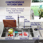 HEMOSX NANO SUS304 STEEL 3.0MM THICKNESS EMBOSSED WORKSTATION KITCHEN SINK SINGLE BOWL SILVER BLACK