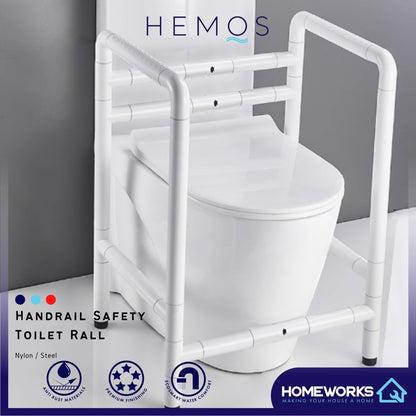 HEMOS BATHROOM NYLON/SUS304 STAINLESS STEEL HANDRAIL SAFETY TOILET RAIL PEMEGANG TANDAS HM-88055-W