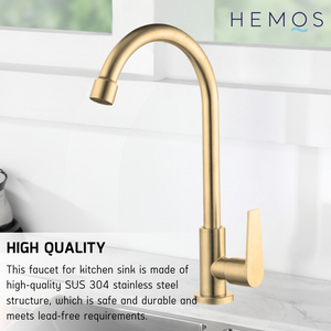 HEMOS KITCHEN FAUCET STAINLESS STEEL SUS 304 PILLAR SINK TAP HM-3201 (GUN METALGREY, GOLD, SILVER)