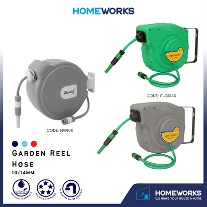 10/14M AUTOMATIC RETRACTABLE GARDEN SPRAYER HOSE REEL HOS AIR KEKILI (INCLUDE PVC HOSE)