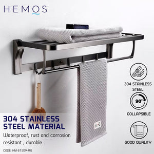 HEMOS BATHROOM FAUCET 304 STAINLESS STEEL TOWEL RACK HOLDER RAK BILIK MANDI HM-81509