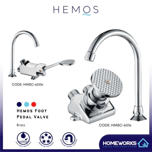 HEMOS BATHROOM FAUCET BRASS MEDICAL HYGIENE FOOT PEDAL CONTROL KEPALA PAIP HOSPITAL HMSC-6006,6016