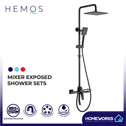 HEMOS BRASS MIXER EXPOSED SHOWER SETS HM-19010 (MATT BLACK)