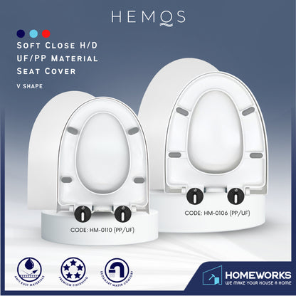 HEMOS HEAVY DUTY V SHAPE PP/UF SOFT CLOSING SEAT COVER ADJUSTABLE HINGES PENUTUP TANDAS DUDUK