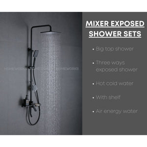 HEMOS BRASS MIXER EXPOSED SHOWER SETS HM-19010 (MATT BLACK)