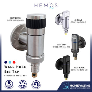 HEMOS BATHROOM TAP SUS 304 WASHING MACHINE AUTO STOP WATER WALL BIB KEPALA PAIP MESIN BASUH HM-3616