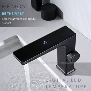 HEMOS BATHROOM FAUCET BRASS LED DIGITAL SQAURE MIXER BASIN TAP KEPALA PAIP ELEKTRONIK HM-19044