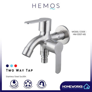 HEMOS BATHROOM FAUCET STAINLESS STEEL SUS 304 2 IN 1 TWO WAY TAP HM-3307