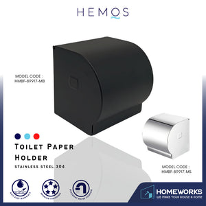 HEMOS BATHROOM FITTING SUS 304 TOILET PAPER ROLL HOLDER WITH COVER KOTAK TISU HMBF-89917-MS,MB