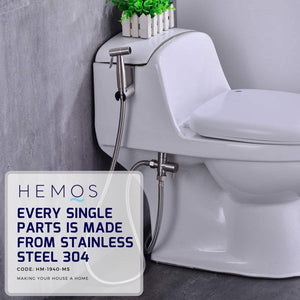 HEMOS SUS 304 STAINLESS STEEL HIGH PRESSURE HAND SPRAYER BIDET SETS WITH 120CM HOSE HM-1930, 1940